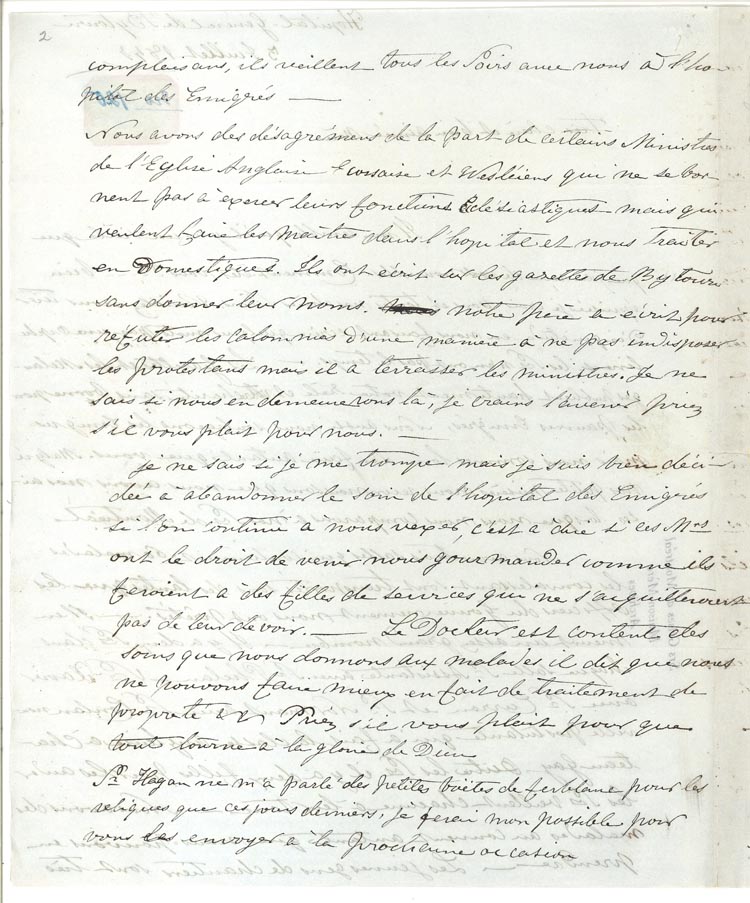 Document manuscrit, écrit en noir et blanc sur du papier jauni. Le chiffre deux figure dans le haut de la page, à gauche.