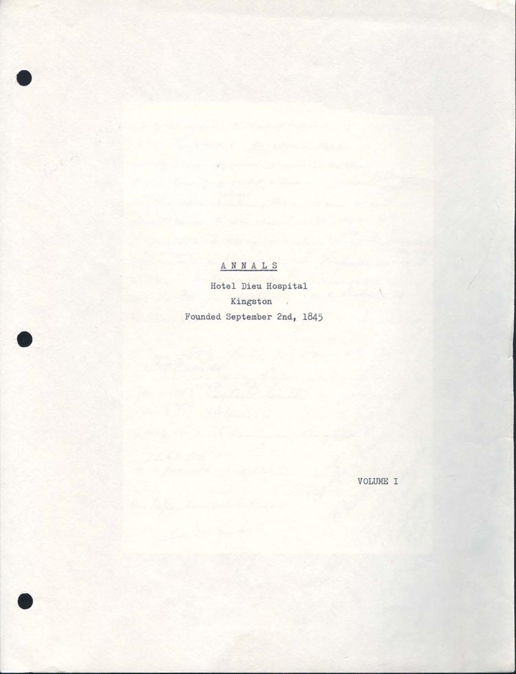 Document dactylographié en noir sur une page couverture blanche où figure le titre Annales.
