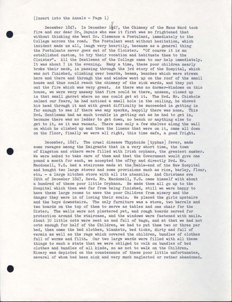 Document dactylographié en noir sur une feuille blanche sur laquelle figure, à l’entête, le titre Annales – Page 1