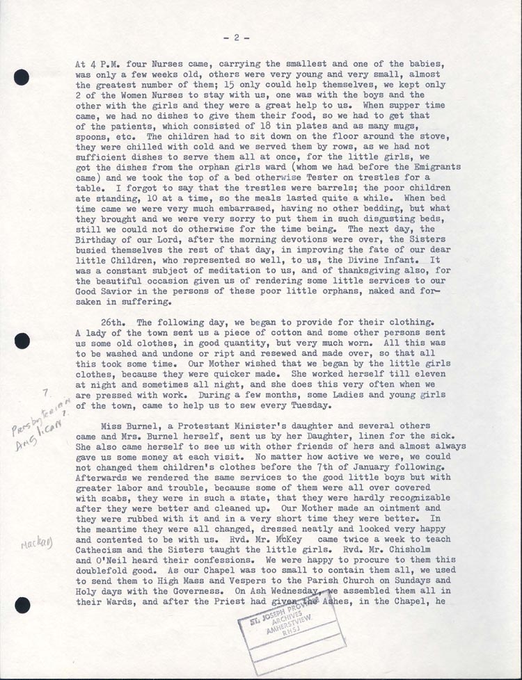Document dactylographié en noir sur une feuille blanche numérotée de la page 2 et sur laquelle trois paragraphes sont rédigés. Une estampille à l’encre figure au bas de la page.
